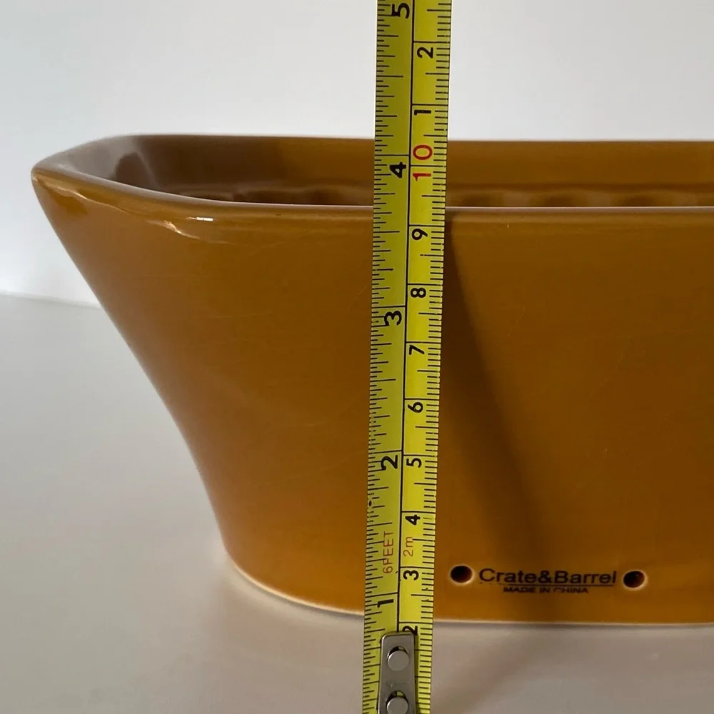 Crate & Barrel Pumpkin Mold Bowl Casserole Brown Glazed Ceramic Fall 8.5” X 7”